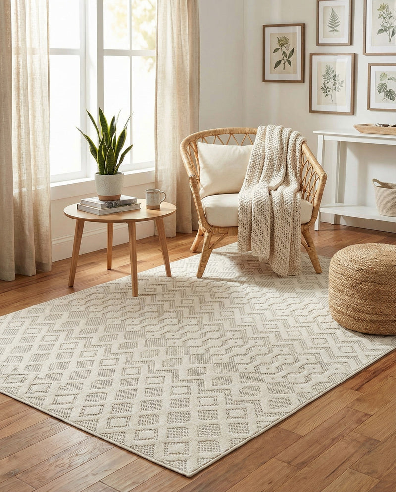 Garden Lattice Charm Collection Area Rug -  Pergola (Ivory) Rectangle Ivory  lifestyle 5