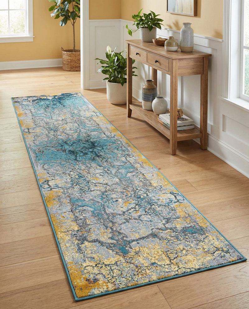 Urban Terrace Collection Area Rug -  Lanai Runner Gradient Blue  lifestyle 57