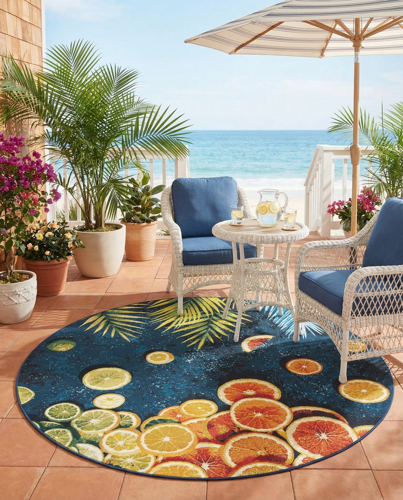Seaside Haven Rugs Collection Area Rug -  Dunes Round Multi  lifestyle 69
