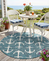 Seaside Haven Rugs Collection Area Rug - Sapphire (Teal) Round Teal  lifestyle 47