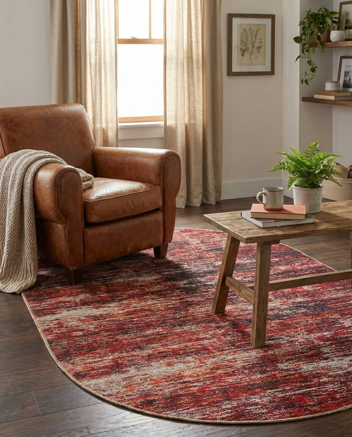 Sahara Essence Collection Area Rug - Oasis (Rust Red) Oval Rust Red  lifestyle 95
