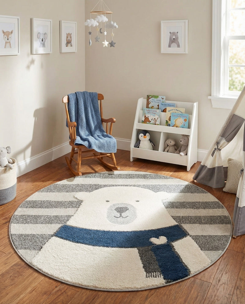 Wonder Tykes Collection Area Rug -  Dreamland Round Gray  lifestyle 43