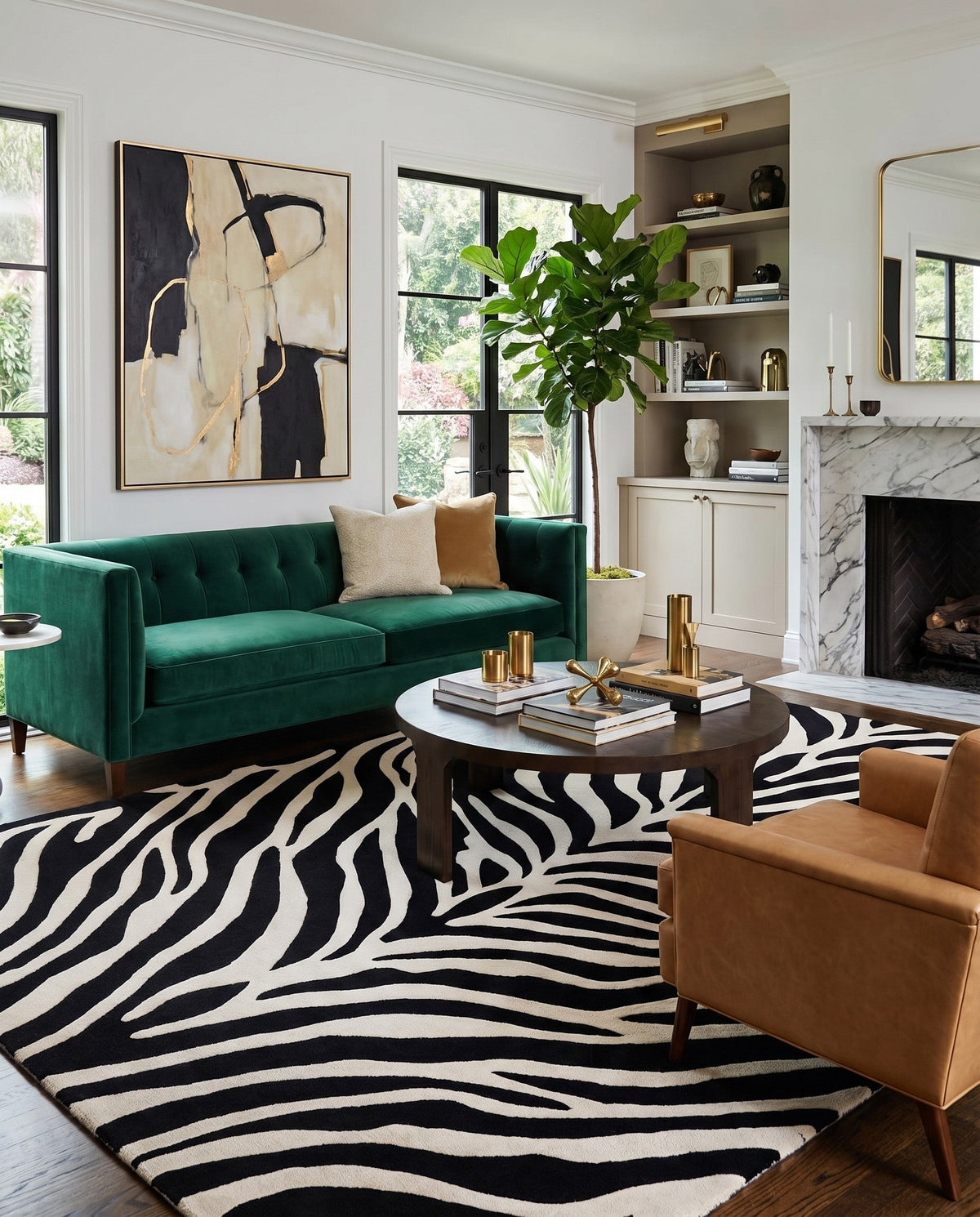 Hand Tufted Savannah Collection Area Rug -  Kalahari Rectangle Black and White  lifestyle 9