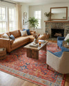 Seville Stripes Collection Area Rug -  Malaga (Brick Red) Rectangle Brick Red  lifestyle 8