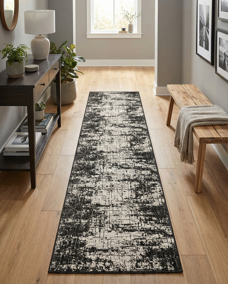 Urban Terrace Collection Area Rug -  Midtown Runner Black and White  lifestyle 24