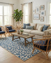 Savannah Escape Collection Area Rug -  Amazon (Blue) Rectangle Blue  lifestyle 12