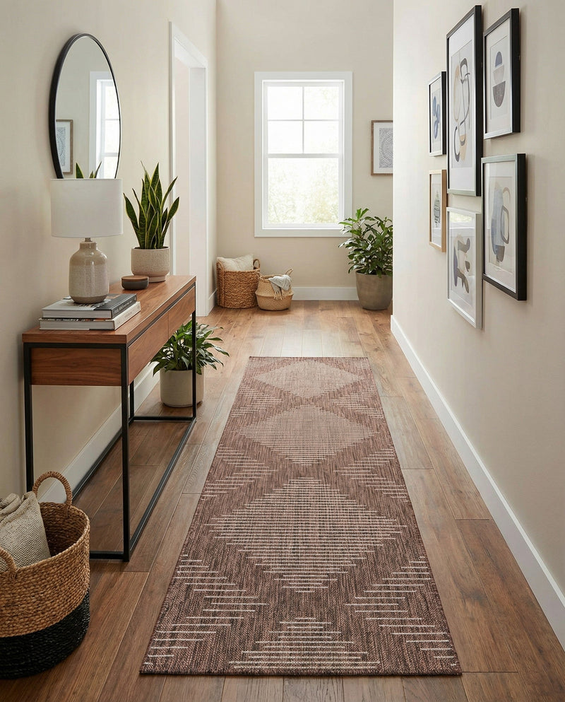 Urban Terrace Collection Area Rug -  Chelsea (Brown) Runner Brown  lifestyle 74