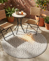 Garden Lattice Charm Collection Area Rug - Arbor (Grey) Round Grey  lifestyle 45