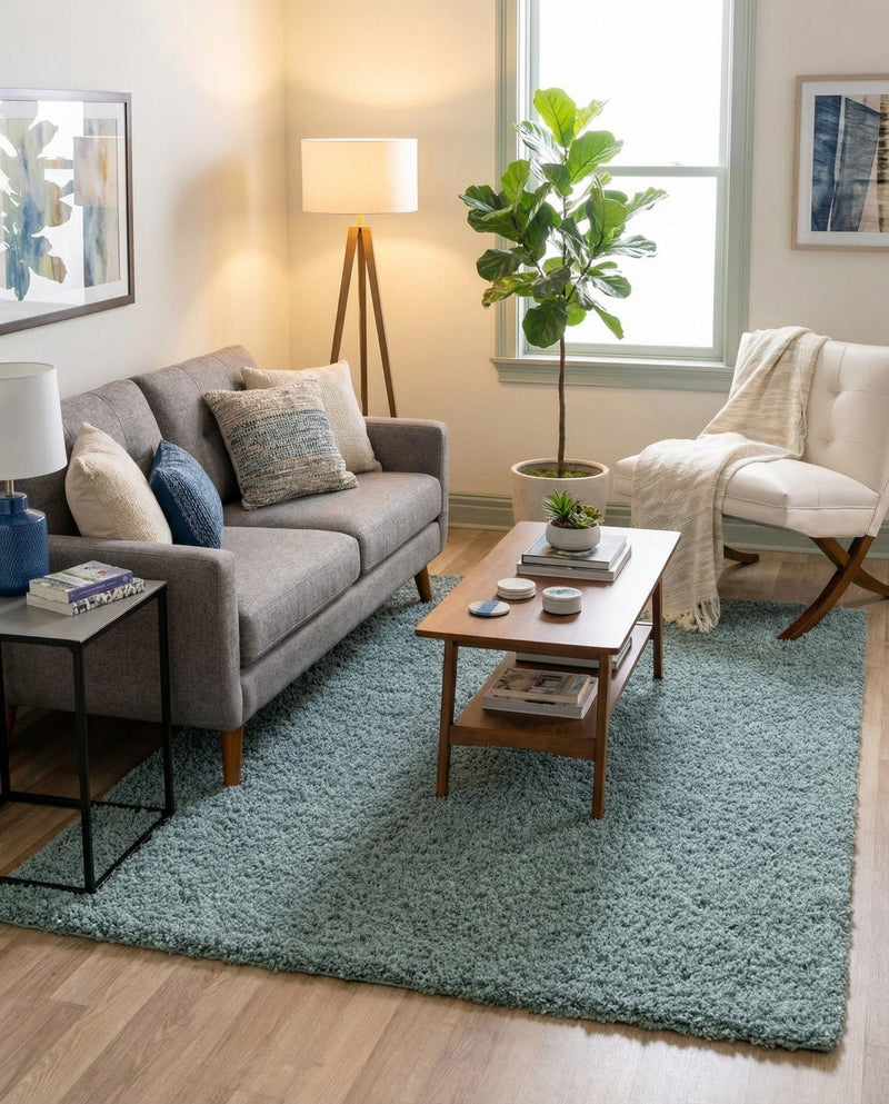 Plush Oasis Collection Area Rug - Serenity (Light Slate Blue) Rectangle Light Slate Blue  lifestyle 12