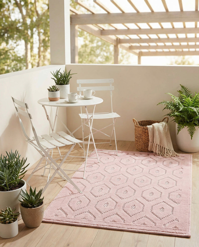 Garden Lattice Charm Collection Area Rug - Arbor (Pink) Rectangle Pink  lifestyle 11