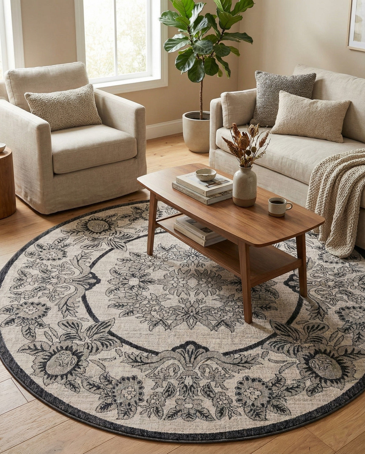 Heritage Harbor Collection Area Rug -  Seabreeze Round Ivory  lifestyle 176