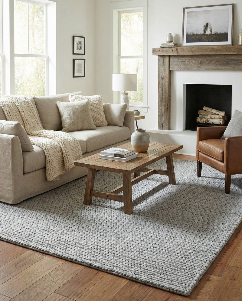 Lana Tasmanian Wool Collection Area Rug - Waitomo Rectangle Space Gray  lifestyle 32