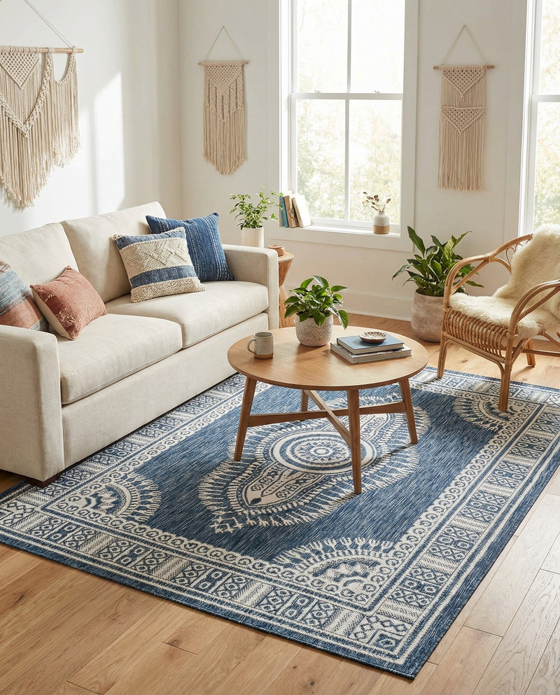 Patio Heritage Collection Area Rug -  Biloxi Rectangle Blue  lifestyle 23