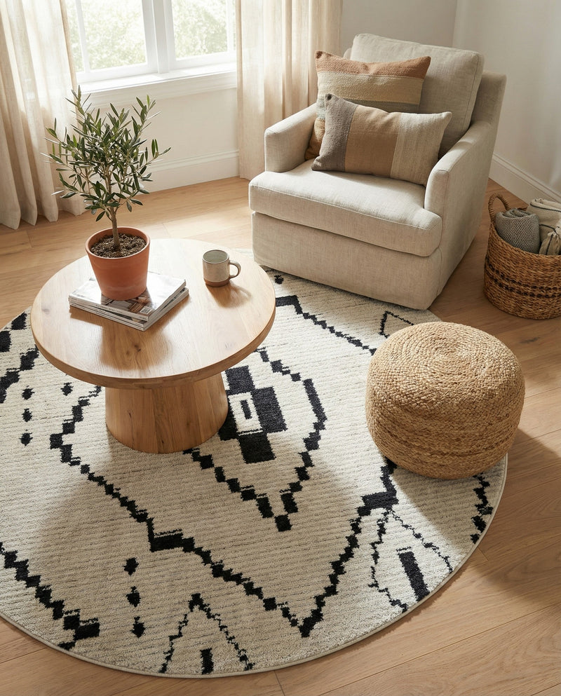 Tangier Treasures Collection Area Rug -  Chefchaouen Round Ivory  lifestyle 73