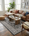 Tribal Terrace Treasures Collection Area Rug -  Incan Isle (Charcoal Gray) Rectangle Charcoal Gray  lifestyle 29