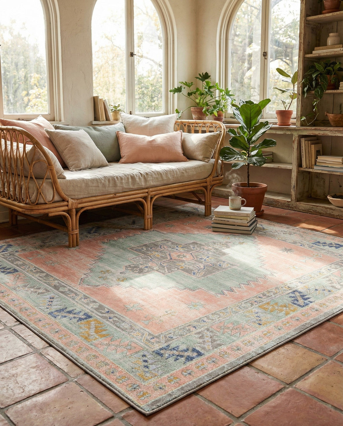 Savannah Series Collection Area Rug -  Augusta (Pink) Square Pink  lifestyle 60