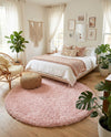 Eternal Plush Oasis Collection Area Rug -  Tranquility (Pink Lace) Round Pink Lace  lifestyle 27