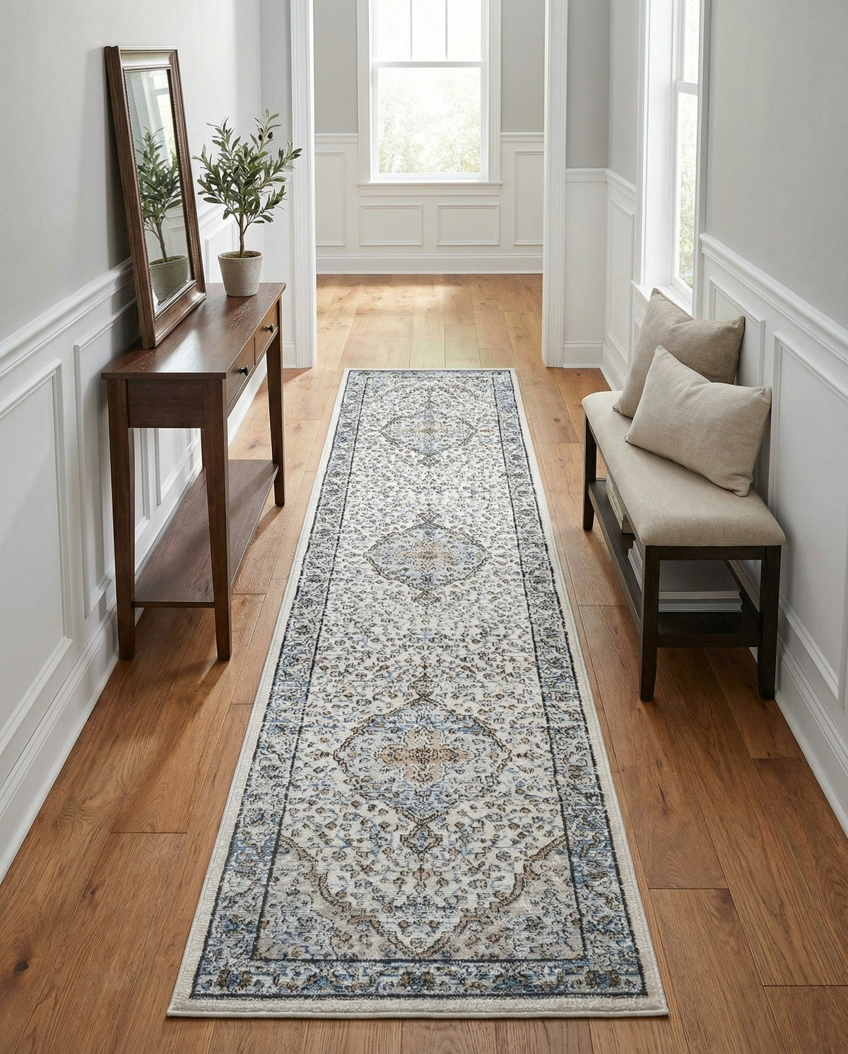 Mykonos Manor Collection Area Rug - Delos Runner Blue  lifestyle 152