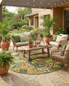 Seaside Blooms Collection Area Rug -  Sorrento Round Green  lifestyle 40