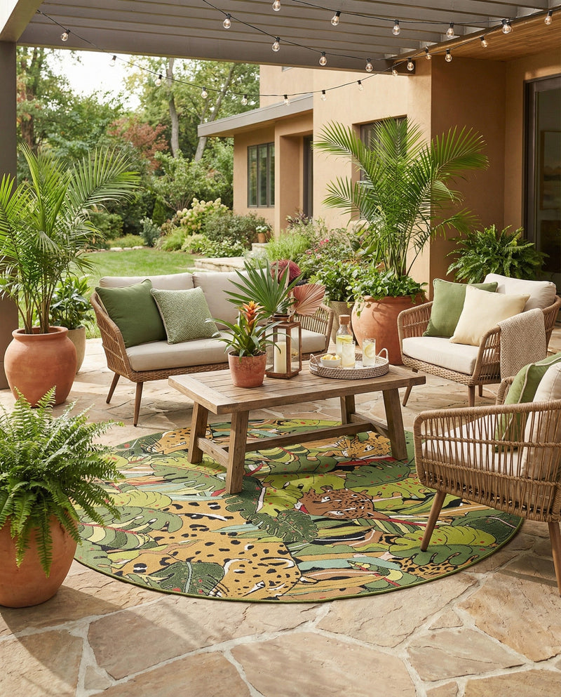 Seaside Blooms Collection Area Rug -  Sorrento Round Green  lifestyle 40