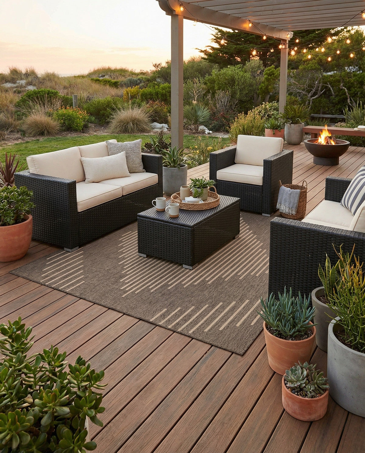 Sahara Sands Collection Area Rug -  Merimde Square Brown  lifestyle 83