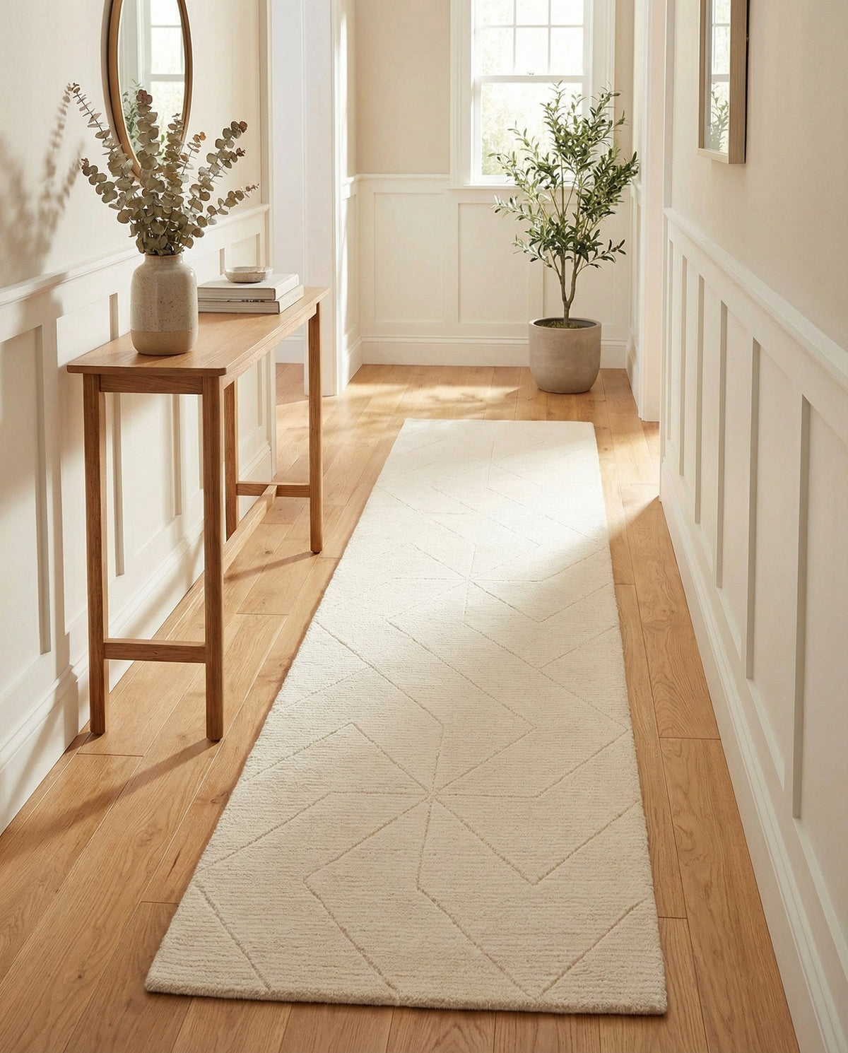 Nordic Loom Geometric Collection Area Rug - Oslo Runner Pearl Ivory  lifestyle 55