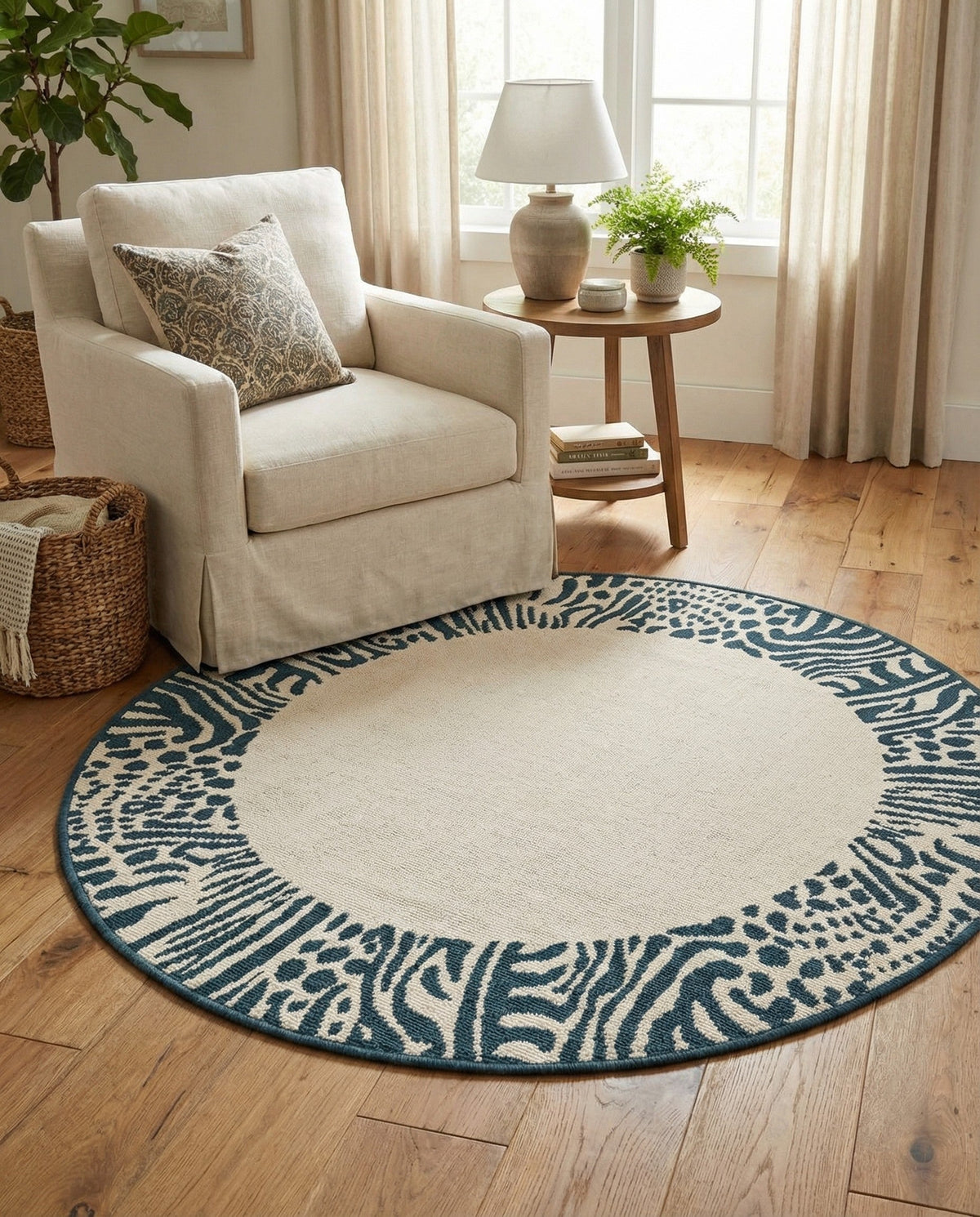 Savannah Escape Collection Area Rug - Serengeti Round Ivory  lifestyle 50