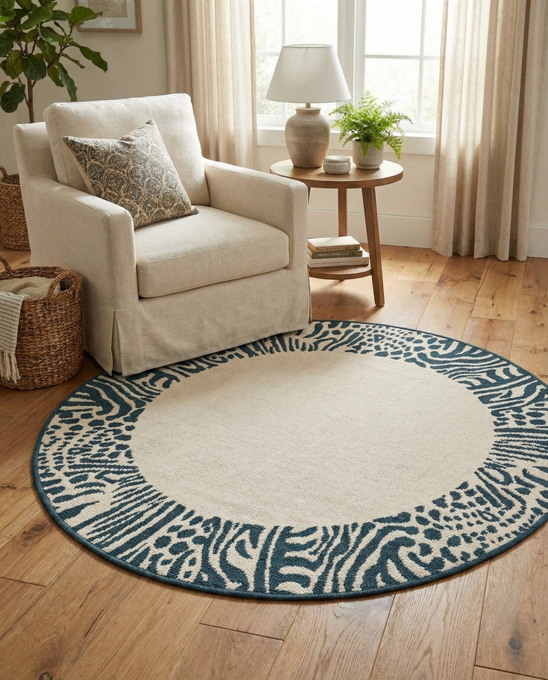 Savannah Escape Collection Area Rug - Serengeti Round Ivory  lifestyle 50