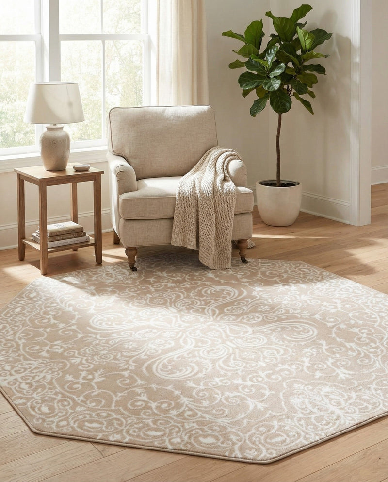 Andes Summit Collection Area Rug -  Lanín Octagon Beige  lifestyle 48
