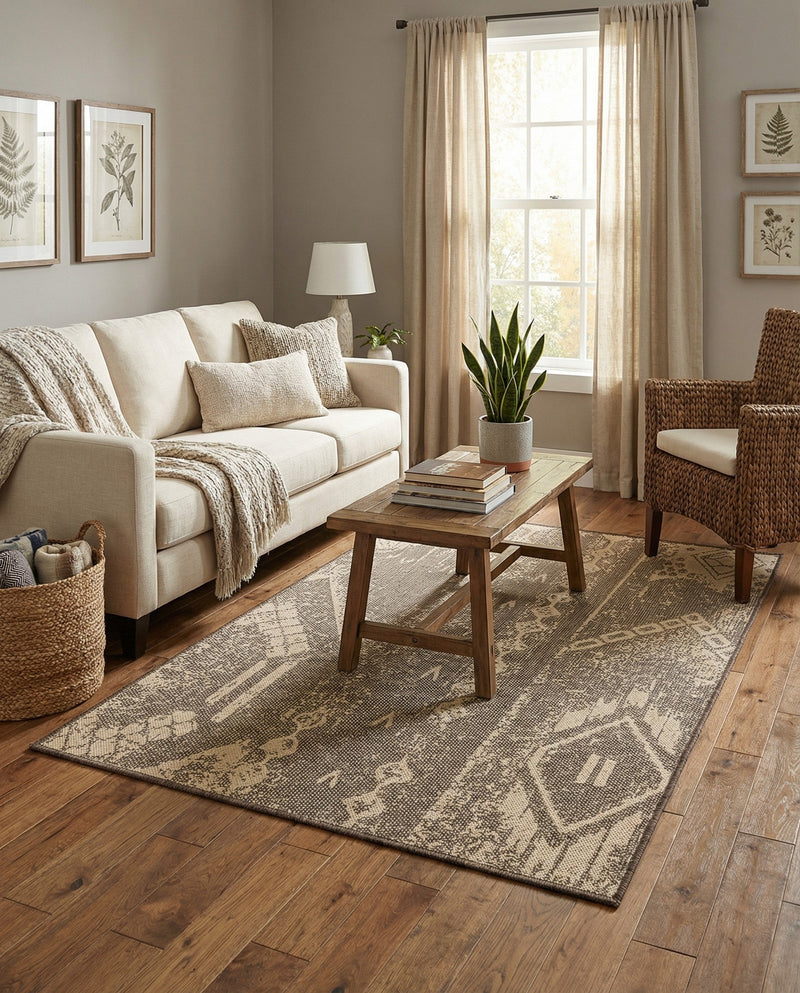 Sahara Sands Collection Area Rug -  Berenice Rectangle Natural and Brown  lifestyle 3