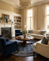 Samarkand Elegance Collection Area Rug -  Margilan (Blue) Round Blue  lifestyle 56