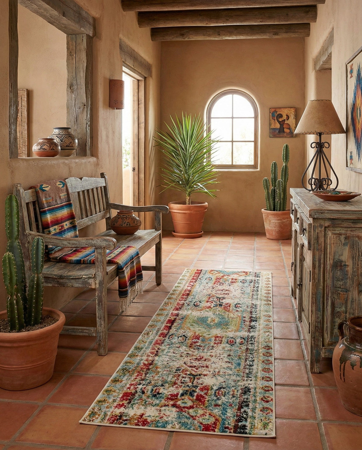 Sedona Vista Collection Area Rug -  Navajo Runner Blue  lifestyle 96