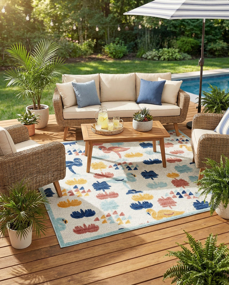 Caribbean Terrace Collection Area Rug -  StLucia Rectangle White  lifestyle 14