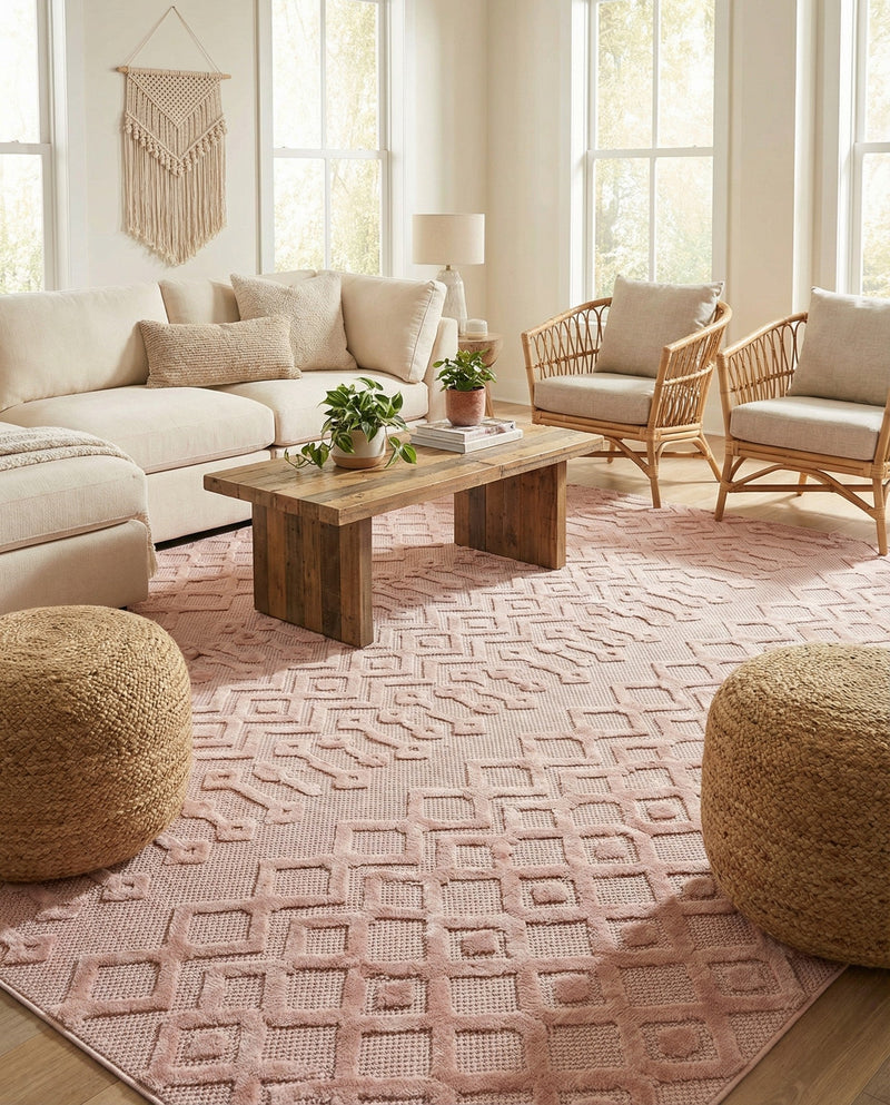 Garden Lattice Charm Collection Area Rug -  Pergola (Pink) Rectangle Pink  lifestyle 9
