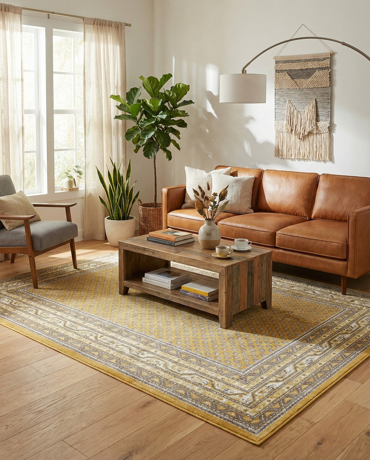 Soho Elegance Collection Area Rug -  Mercer (Yellow) Rectangle Yellow  lifestyle 11
