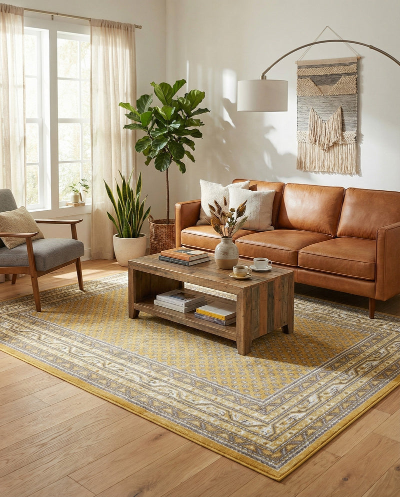 Soho Elegance Collection Area Rug -  Mercer (Yellow) Rectangle Yellow  lifestyle 11