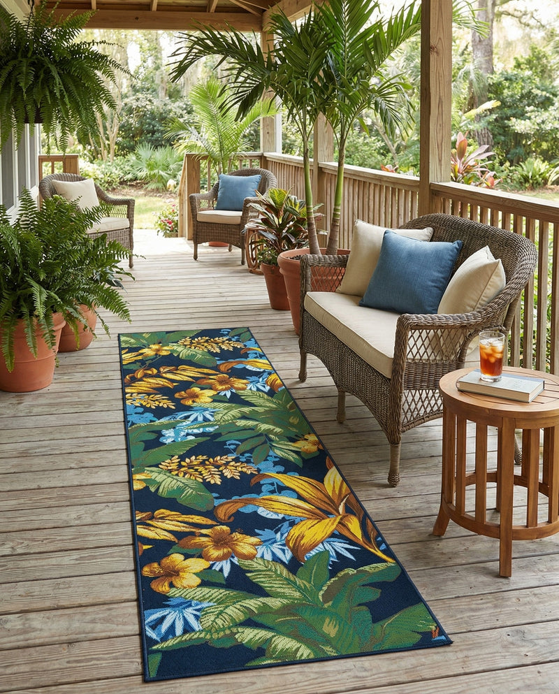 Seaside Blooms Collection Area Rug -  Grove Runner Multi  lifestyle 40