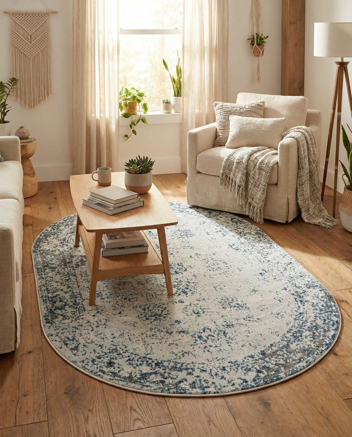 Riviera Elegance Collection Area Rug - Antibes (Light Blue) Oval Light Blue  lifestyle 80