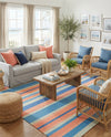 Coastal Stripe Dhurrie Collection Area Rug - Seashore Rectangle Multi  lifestyle 18