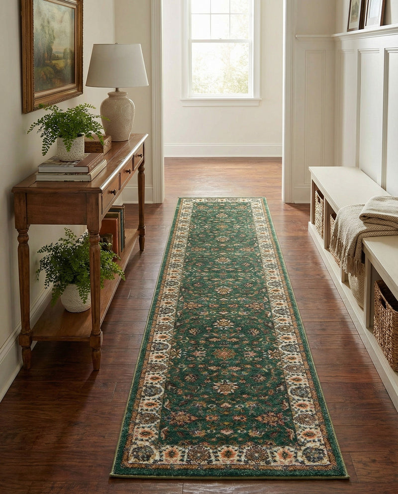 Casablanca Tapestry Collection Area Rug -  Marrakech (Emerald Green) Runner Emerald Green  lifestyle 36