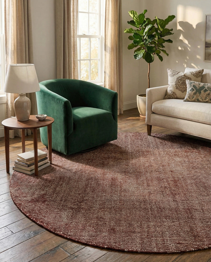 Berkshire Estate Collection Area Rug - Windsor (Mocha Brown) Round Mocha Brown  lifestyle 36