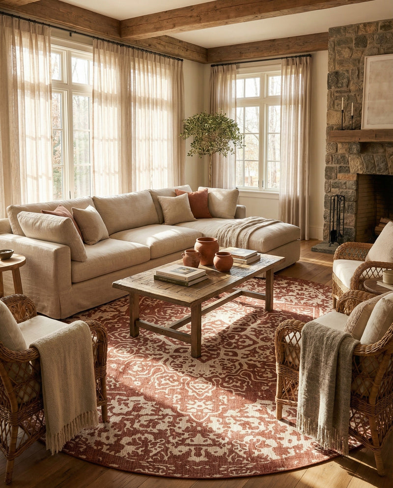 Urban Oasis Rugs Collection Area Rug -  Penthouse (Rust Red) Round Rust Red  lifestyle 64
