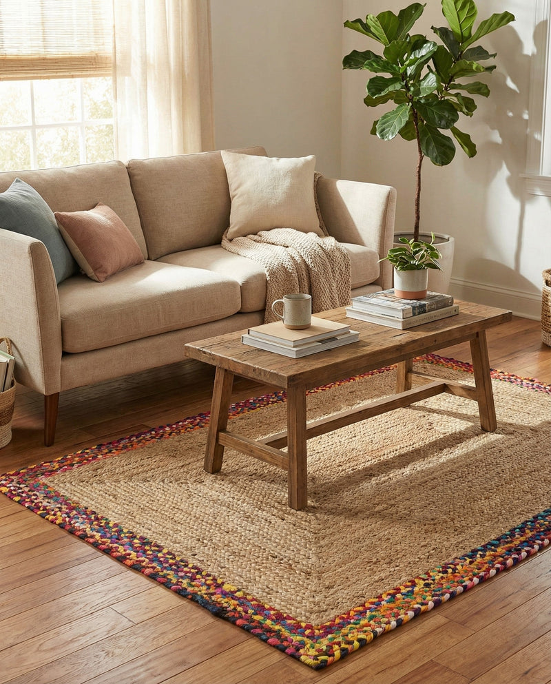 Woven Seaside Jute Collection Area Rug - Seabrook Rectangle Natural  lifestyle 5