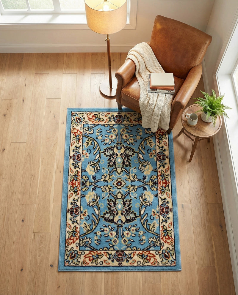 Isfahan Elegance Collection Area Rug - Naghsh-e Jahan (Light Blue) Rectangle Light Blue  lifestyle 12