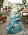 Urban Terrace Collection Area Rug -  Gazebo Runner Blue and Ivory  lifestyle 42