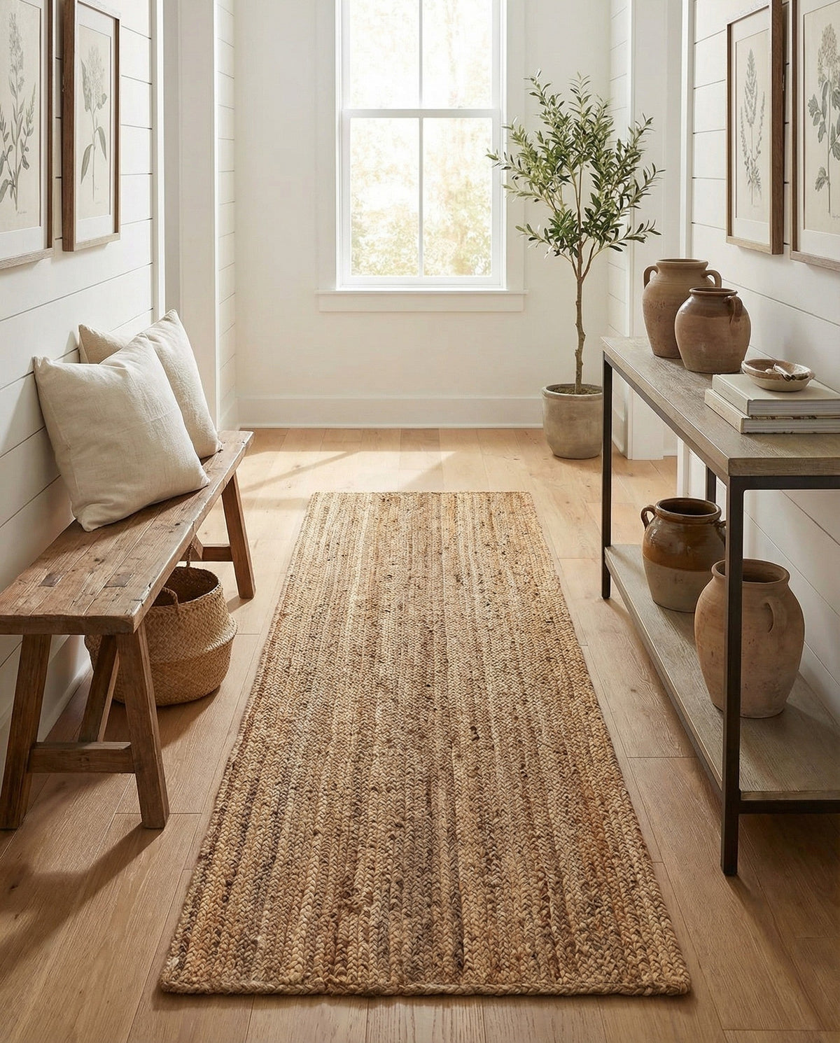 Woven Seaside Jute Collection Area Rug - Savannah (Natural) Runner Natural  lifestyle 103