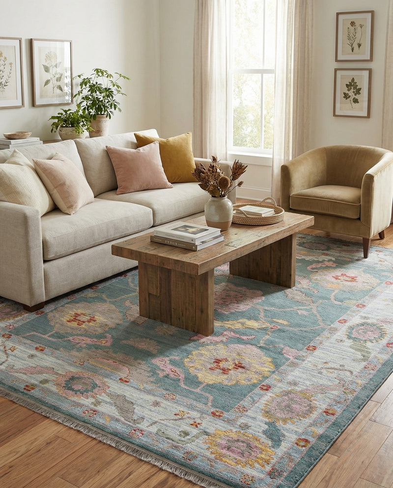 Arcadia Rugs Collection Area Rug - Eden (Gray and Blue) Rectangle Gray and Blue  lifestyle 5