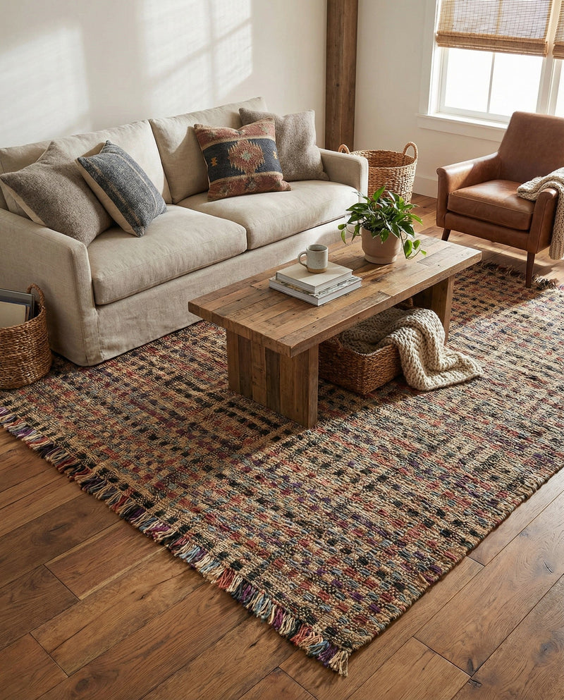 Savannah Jute Collection Area Rug - Malibu Square Multi  lifestyle 34