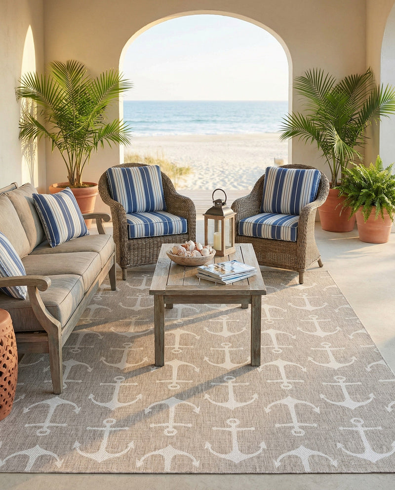 Seaside Haven Rugs Collection Area Rug - Sapphire (Gray) Rectangle Gray  lifestyle 8