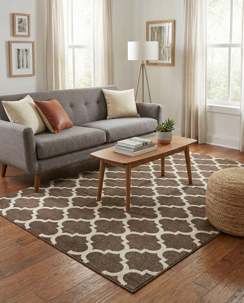 Lattice Gardens Collection Area Rug -  Bloomfield (Brown) Rectangle Brown  lifestyle 5